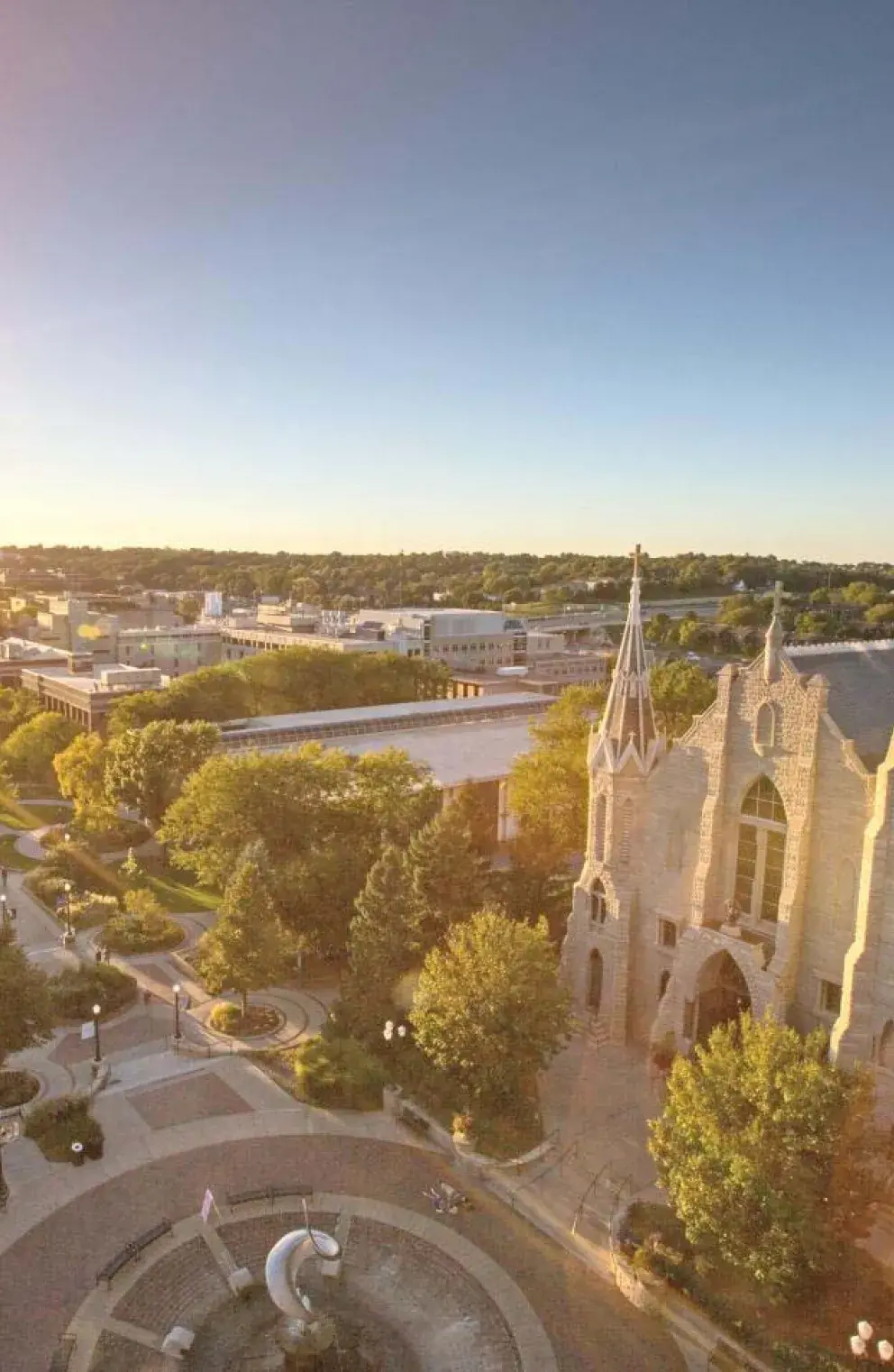 Creighton sunrise over campus view.